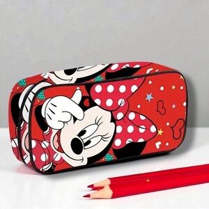 Disney Minnie Mouse Red White Pen Pencil Case Multipurpose Storage Case NEW